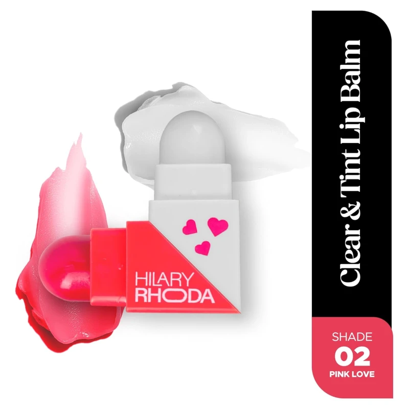 Hilary Rhoda Clear & Tint Lip Balm | Infused with Aloe Vera & Shea Butter | Hydrates & Nourishes Lips | 2 Sided Lip Balm | Glides on lips Smoothly - 2.27g*2 (Pink Love - Shade 02) thumbnail 2
